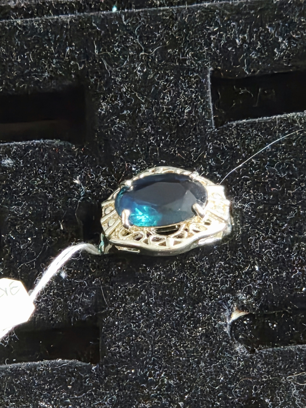 Sterling Silver 925 Ring with Deep Blue Teardrop Stone Size 8